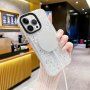 Ovitek MagSafe z bleščicami za iPhone 15 Pro Max - srebrn