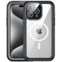 Vodotesen etui, odporen na udarce, z MagSafe za iPhone 15 Pro Max - črn
