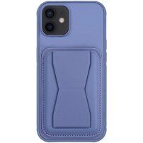 Usnjen ovitek z žepom za kartico in preklopnim stojalom za iPhone 11 - vijoličen