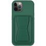 Usnjen ovitek z žepom za kartico in preklopnim stojalom za iPhone 11 Pro Max - temno zelen