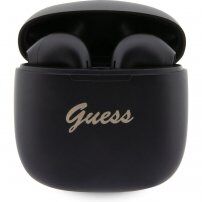 Brezžične slušalke Guess True Wireless Script Logo za naprave Apple - črne