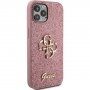 Guess Fixed Glitter 4G Metal Logo bleščeči ovitek za iPhone 12 / 12 Pro - roza