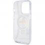 Guess Ring Stand Glitter Glitter Cover s preklopnim stojalom in MagSafe za iPhone 15 Pro Max - prozoren