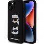 Karl Lagerfeld Silikonski ovitek Karl and Choupette Heads za iPhone 15 Plus - črn