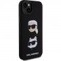Karl Lagerfeld Silikonski ovitek Karl and Choupette Heads za iPhone 15 Plus - črn