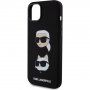 Karl Lagerfeld Silikonski ovitek Karl and Choupette Heads za iPhone 15 Plus - črn