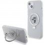 Karl Lagerfeld Ringstand Karl and Choupette ovitek s preklopnim stojalom in MagSafe za iPhone 15 Plus - jasno