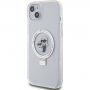Karl Lagerfeld Ringstand Karl and Choupette ovitek s preklopnim stojalom in MagSafe za iPhone 15 Plus - jasno