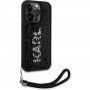 Karl Lagerfeld Sequins Reverzibilna ovitek z dvostranskimi bleščicami za iPhone 15 Pro Max - črno-srebrna