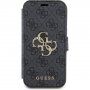 Guess 4G Metal Logo flip ovitek za iPhone 15 - siva