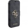 Guess 4G Metal Logo flip ovitek za iPhone 15 - siva
