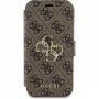 Guess 4G Metal Logo flip ovitek za iPhone 15 - rjava