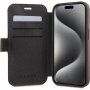 Guess 4G Metal Logo flip ovitek za iPhone 15 - rjava