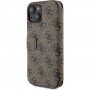 Guess 4G Metal Logo flip ovitek za iPhone 15 - rjava