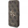 Guess 4G Metal Logo flip ovitek za iPhone 15 Pro - rjava