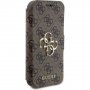 Guess 4G Metal Logo flip ovitek za iPhone 15 Pro - rjava