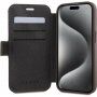 Guess 4G Metal Logo flip ovitek za iPhone 15 Pro - rjava