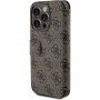 Guess 4G Metal Logo flip ovitek za iPhone 15 Pro - rjava
