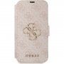 Guess 4G Metal Logo flip ovitek za iPhone 15 - roza