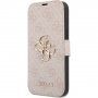 Guess 4G Metal Logo flip ovitek za iPhone 15 Pro Max - roza
