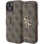 Guess 4G Metal Logo flip ovitek za iPhone 15 - rjava