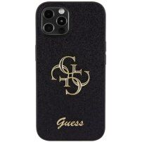 Guess Fixed Glitter 4G Metal Logo bleščeči ovitek za iPhone 12 / 12 Pro - črna