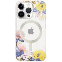 Floral mat prozoren ovitek z MagSafe za iPhone 15 Pro - barvni