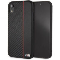Trdi ovitek BMW Red Stripe za iPhone XR - črna