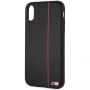 Trdi ovitek BMW Red Stripe za iPhone XR - črna