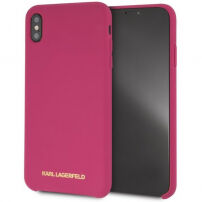 Karl Lagerfeld Zlati logotip iz silikonskega ovitka za iPhone X / XS - fuksija