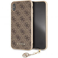 Guess Charms trda ovitka za ovitek iPhone XS Max - rjava