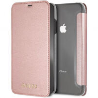 Guess usnjena torbica za knjige iPhone XS Max - rose gold