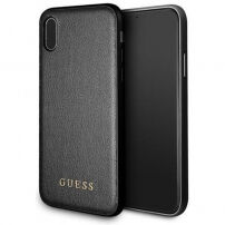 Guess usnjena trda torbica iPhone XS Max - črna