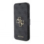 Guess 4G Metal Logo flip ovitek za iPhone 15 Plus - siva