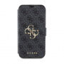 Guess 4G Metal Logo flip ovitek za iPhone 15 Plus - siva