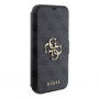 Guess 4G Metal Logo flip ovitek za iPhone 15 Plus - siva
