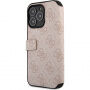 Guess 4G Metal Logo flip ovitek za iPhone 15 Pro - roza