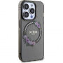 Guess Flowers Ring Glossy Logo Cover z MagSafe za iPhone 13 Pro Max - siv