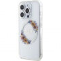 Guess Flowers Ring Glossy Logo ovitek z MagSafe za iPhone 14 Pro Max - prozoren