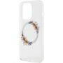 Guess Flowers Ring Glossy Logo ovitek z MagSafe za iPhone 14 Pro Max - prozoren