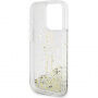 Guess ovitek Liquid Glitter Gold Stripe za iPhone 13 Pro Max - prozoren