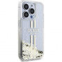 Guess ovitek Liquid Glitter Gold Stripe za iPhone 14 Pro Max - prozoren