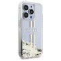 Guess ovitek Liquid Glitter Gold Stripe za iPhone 15 Pro Max - prozoren