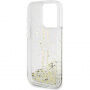 Guess ovitek Liquid Glitter Gold Stripe za iPhone 15 Pro Max - prozoren
