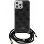 Guess 4G IML Printed Crossbody Case z vrvico za iPhone 15 Pro Max - siva