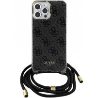 Guess 4G IML Printed Crossbody Case z vrvico za iPhone 15 Pro Max - siva