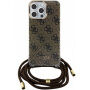 Guess 4G IML Printed Crossbody etui z vrvico za iPhone 15 Pro Max - rjav