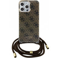 Guess 4G IML Printed Crossbody etui z vrvico za iPhone 15 Pro Max - rjav
