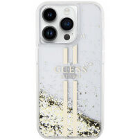 Guess ovitek Liquid Glitter Gold Stripe za iPhone 15 Pro Max - prozoren