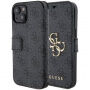 Guess 4G Metal Logo flip ovitek za iPhone 15 Plus - siva
